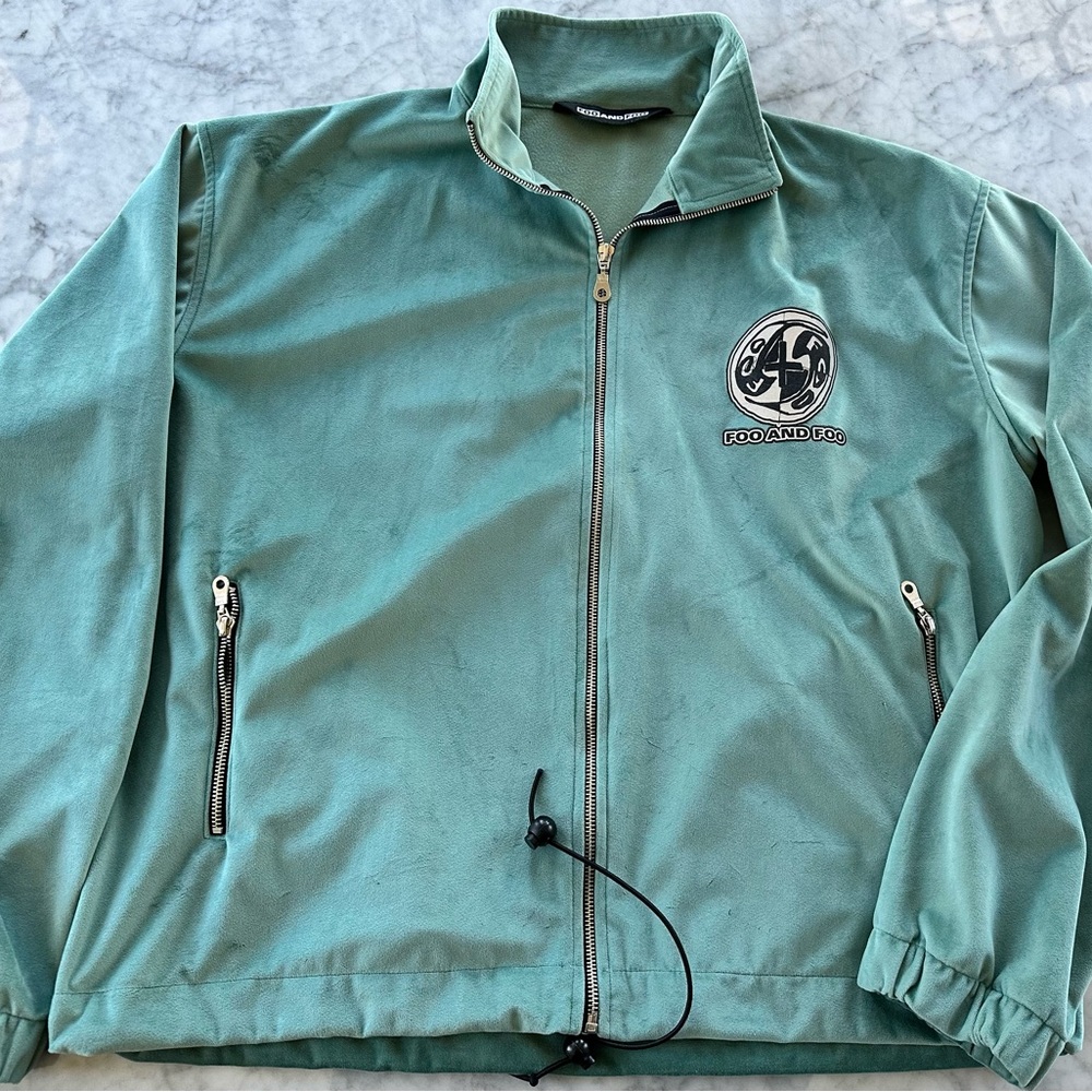 Foo and Foo (Elizabeth Hilfiger) Green velour Track Suit. Jacket Large Pants XL